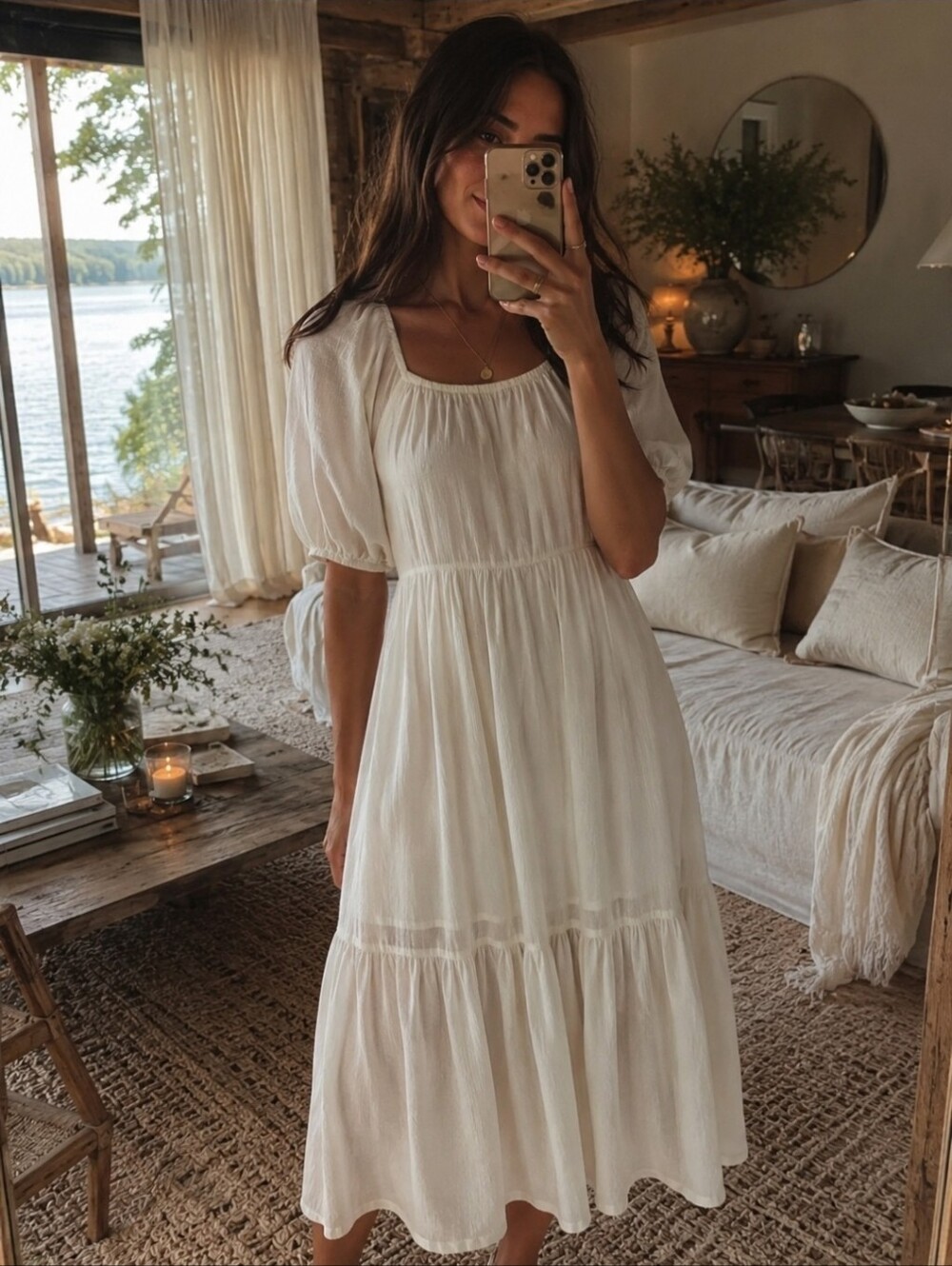 Banana Republic Creamy White Midi Dress